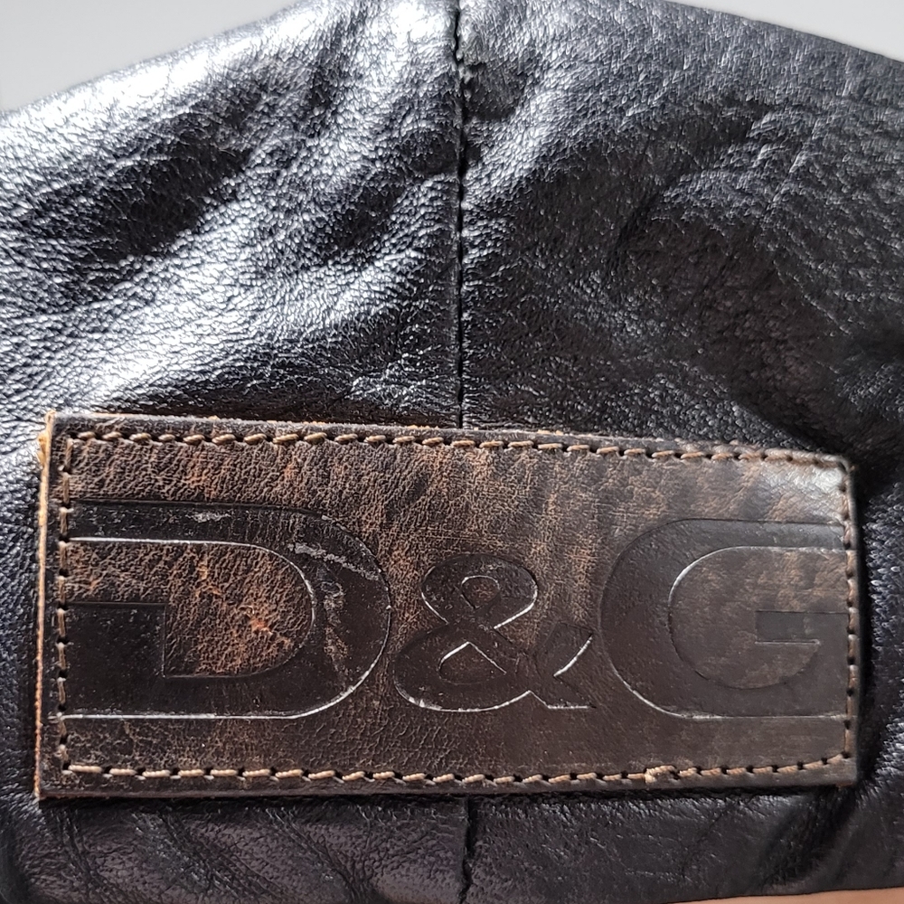D&G Black Leather Newsboy Hat // SIZE MEDIUM
